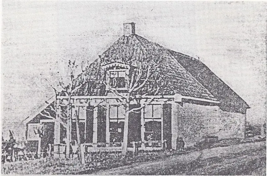 Historische afbeelding van de stjelpboerderij aan de Slachte